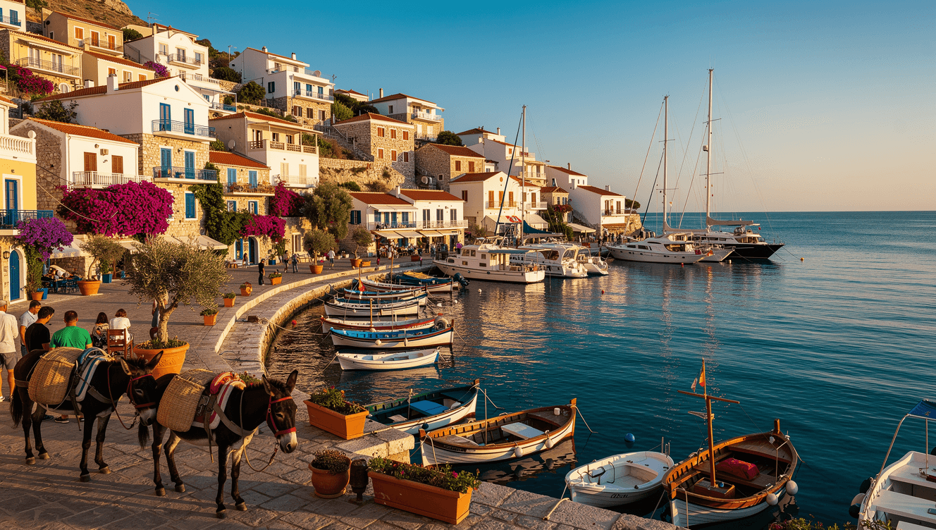 The car-free harbour of Hydra, a Saronic day cruise from Athens