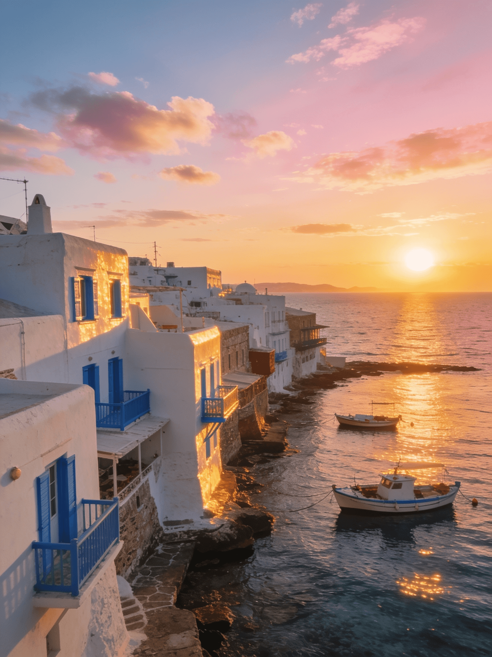 Boats at anchor off Mykonos