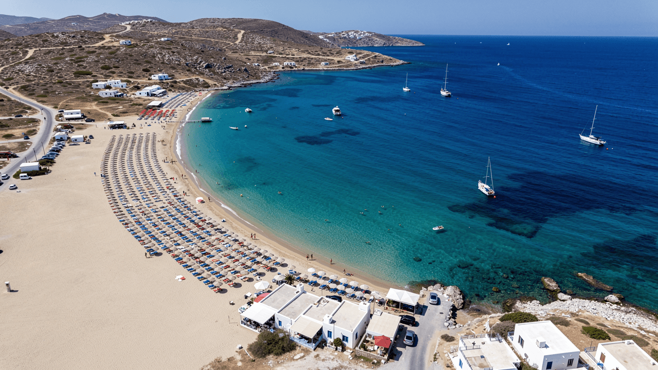 Boats at anchor off Paros